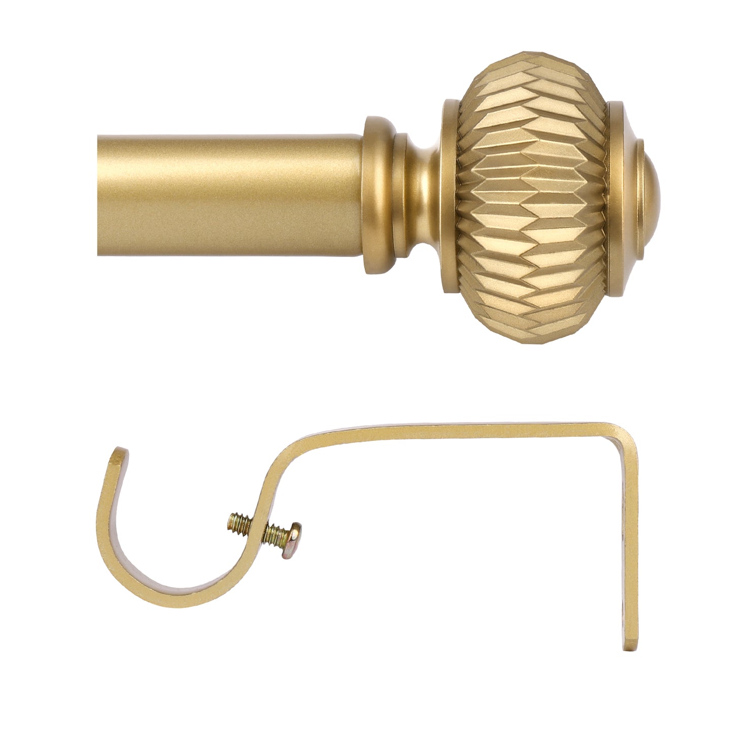 1" Empyrean Grace Golden Curtain Rod with Lantern Finials, 22-42 inches