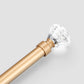 1 Inch Golden Decorative Single Curtain Rod with Crystal Diamond Finials, 22 to 86 Inches