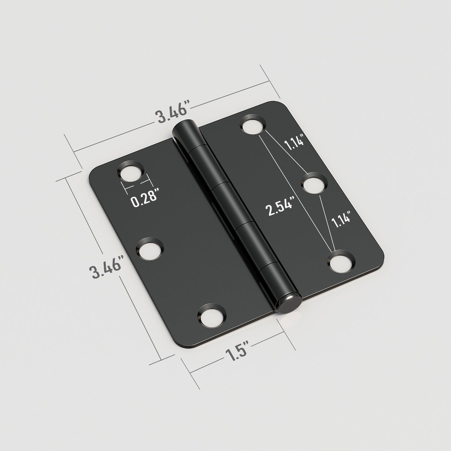Matte Black Door Hinges - 3.5" x 3.5" inch - 1/4" Radius/ 5/8" Radius/ Square Corners - DH3535BK