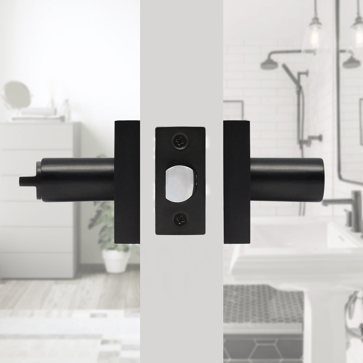 KNOBWELL Matte Black Heavy Duty Privacy Door Levers for Bed and Bath- DL03SBKBK