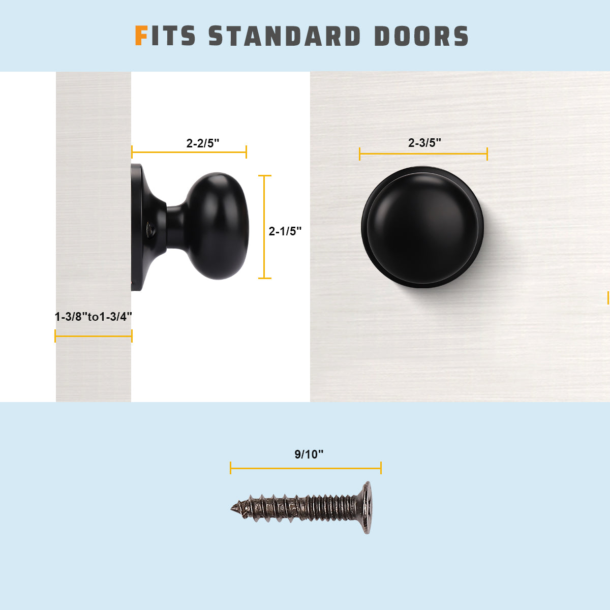 Flat Round Single Dummy Door Knobs - DL5766BKDM