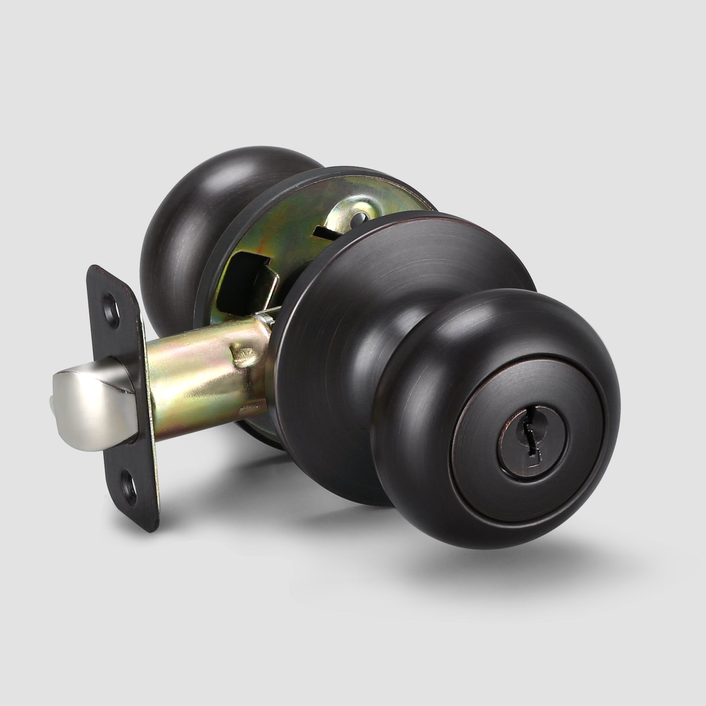 Flat Round Keyed Entry Door Knobs (Keyed Alike) - DL5766ORBETC