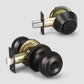 Single Keyed Black/Bronze Deadbolt Lock Set with Matching Flat Round Door Knob - DL609ET101