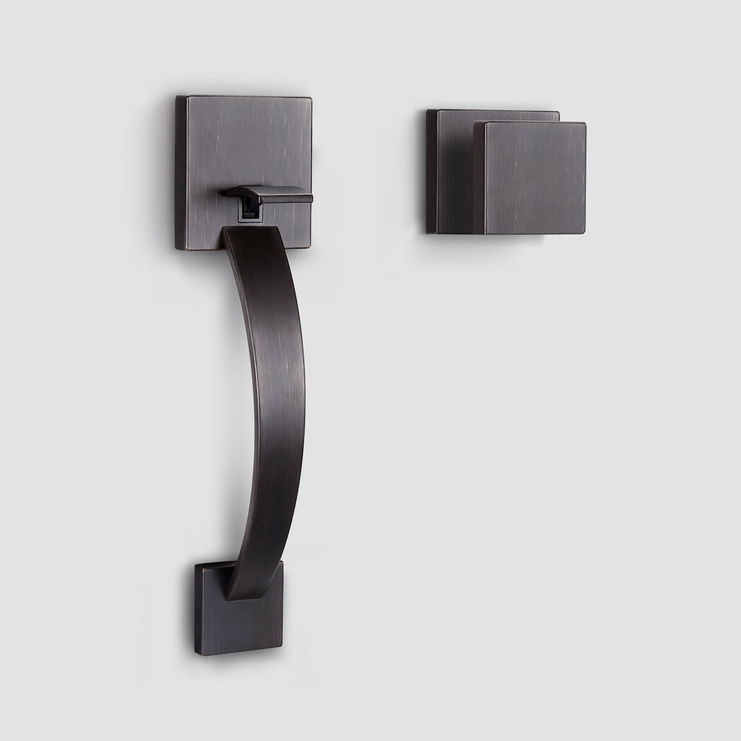 Single Cylinder Handle Set with Square Knob Door Handle Reversible for Right and Left Handed Doors Handle Set - Matte Black/Oil Rubbed Bronze - DL71599