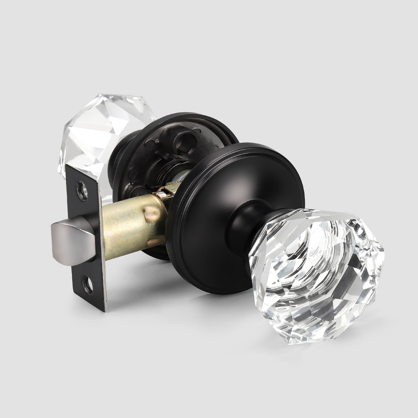 Providence Tulip Crystal Passage Door Knob with Classic Plate Rosette - DLC2PS