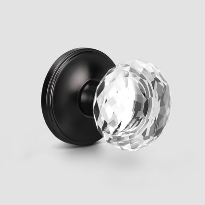 Modern Globe Faceted Crystal Dummy Door Knobs with Round Plate - DLC10DM