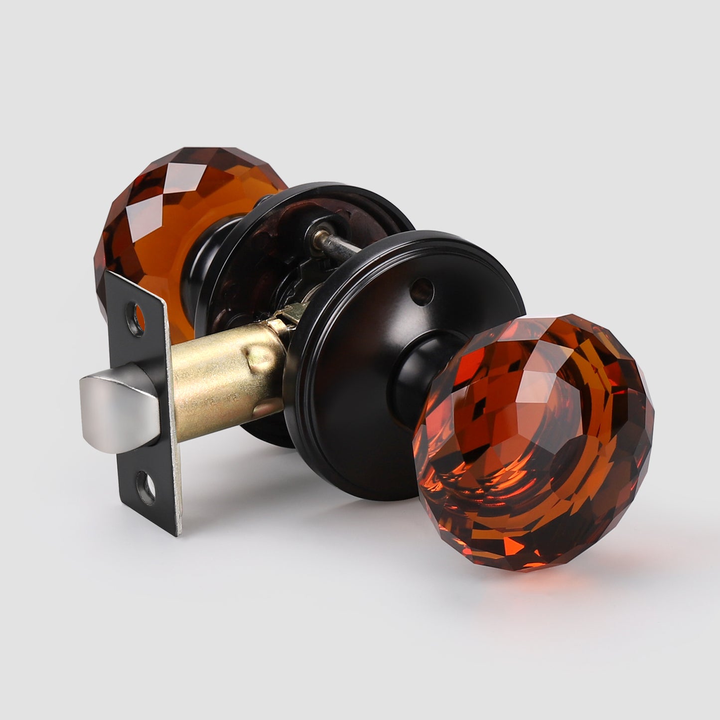 Steampunk Dark Globe Faceted Crystal Privacy Door Knobs with Round Plate - DLC10DBBKBK