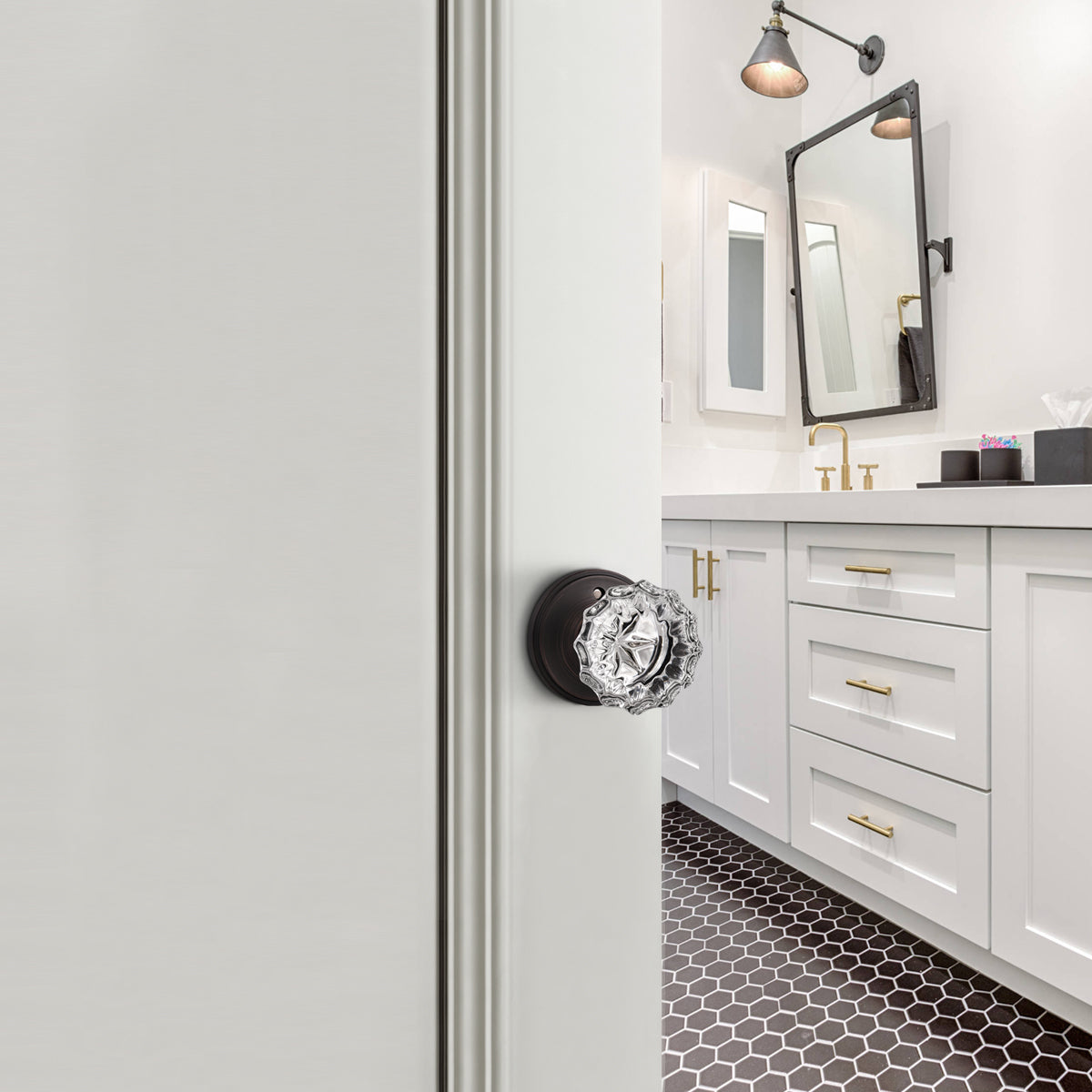 Modern Crystal Door Knobs with Classic Round Rosette - DLC20