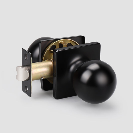 Knobwell Square Rosette with Round Ball Passage Door Knobs (No Lock) - DLS07PS