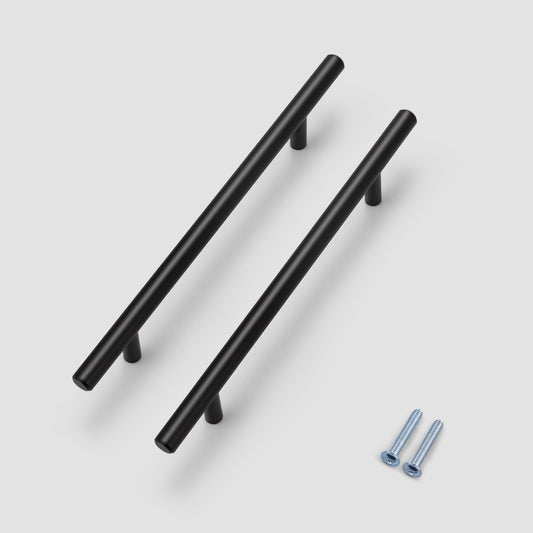 Modern Black Stainless Steel Pulls for Cabinets/Drawers (3'' - 6-3/10'') - PD210SBK