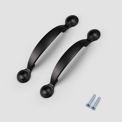 Wave Style Black Decorative Cabinet Pulls Kitchen/Drawer Handles with Round Foot - Hole Spacing for 3'' - PD82890BK76