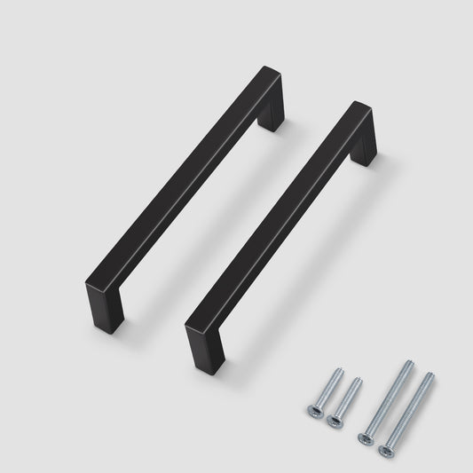 Matte Black Stainless Steel Pulls for Cabinets/Drawers (2-1/2'' - 10'') - PDDJS10HBK