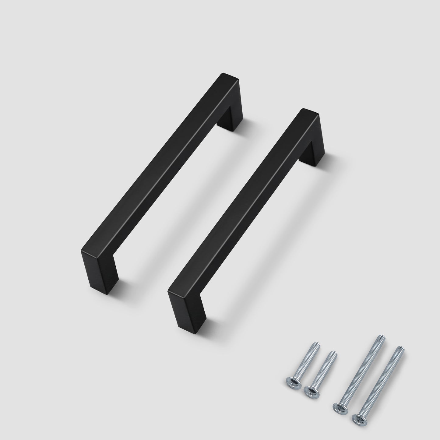Matte Black Square Cabinet Pulls Stainless Steel Modern Handles for Kitchen Cupboards/Drawers (2-1/2'' - 12-3/5'') - PDDJS12HBK