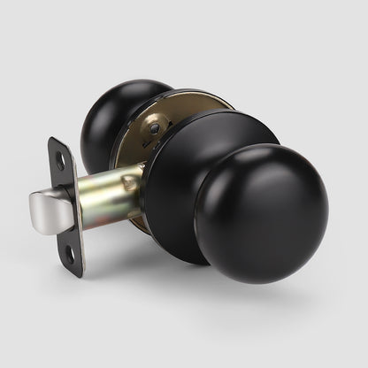 Flat Round Passage Door Knobs (No Lock) - DL5766BKPS
