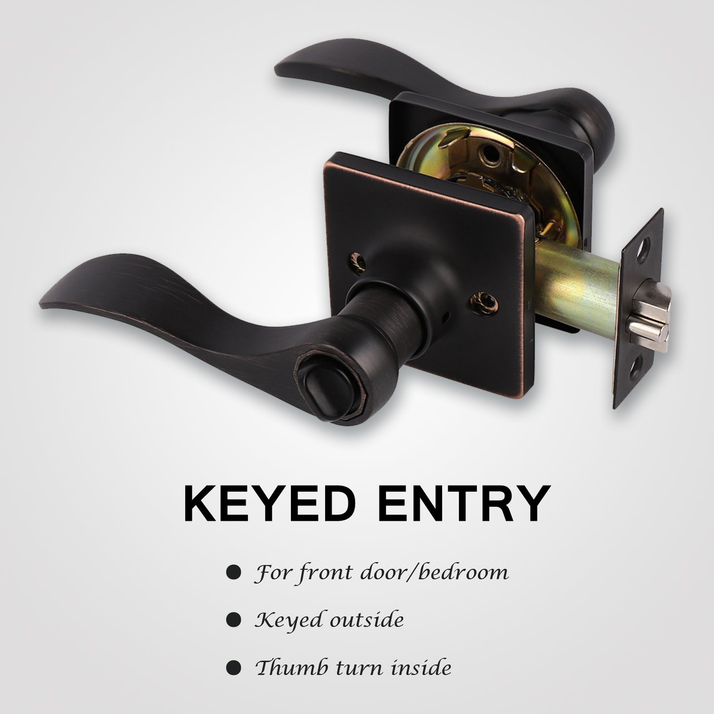 Square Rosette with Keyed Entry Wave Style Door Levers (Different Keys) - DLSQ061ET